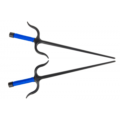 Manji Sai with handles,Iron (Round, BLUE ROPE HANDLES) (Pair)