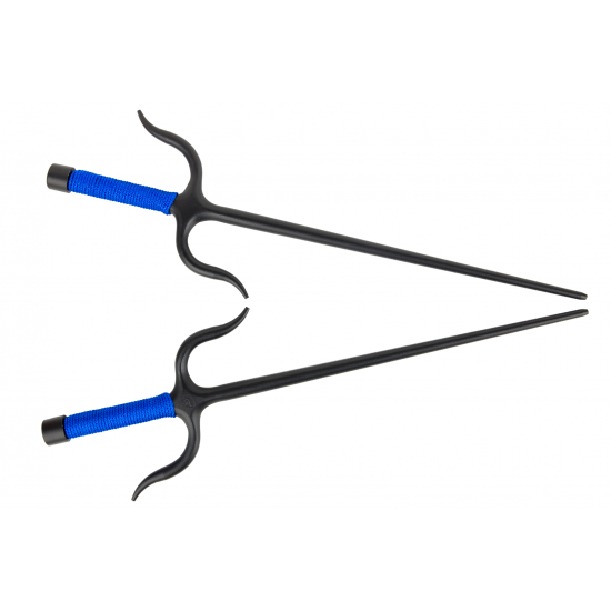 Manji Sai with handles,Iron (Round, BLUE ROPE HANDLES) (Pair) Manji Sai with handles,Iron (Round, BLUE ROPE HANDLES) (Pair)