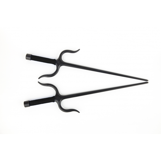 Manji Sai with handles, Iron (Octagonal, BLACK ROPE HANDLES) (Pair) Manji Sai with handles, Iron (Octagonal, BLACK ROPE HANDLES) (Pair)