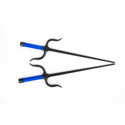 Manji Sai with handles, Iron (Octagonal, BLUE ROPE HANDLES) (Pair)