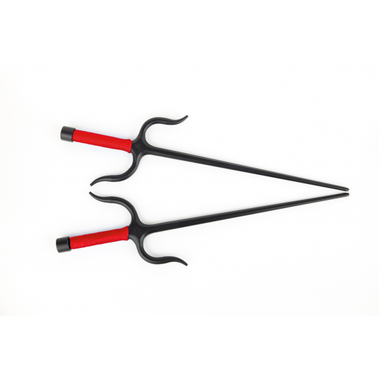 Manji Sai with handles, Iron (Octagonal, RED ROPE HANDLES) (Pair) Manji Sai with handles, Iron (Octagonal, RED ROPE HANDLES) (Pair)