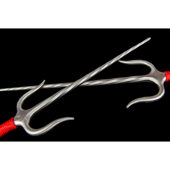 Sai of Fire S. Steel with red rope handles (Pair) Sai of Fire S. Steel with red rope handles (Pair)