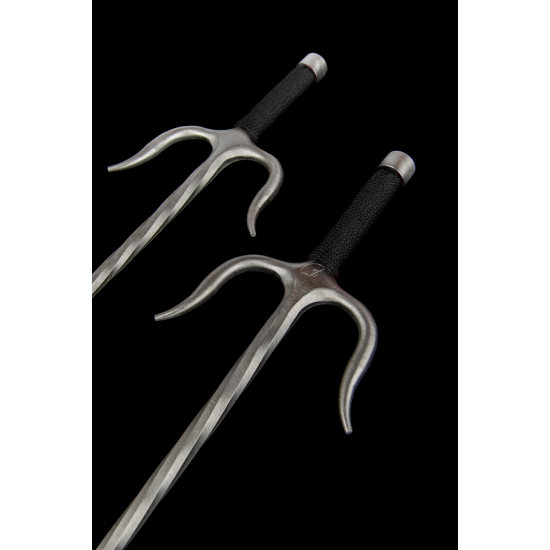 Sai of Fire S. Steel with black rope handles (Pair) Sai of Fire S. Steel with black rope handles (Pair)