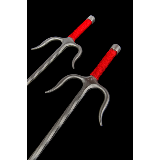 Sai of Fire S. Steel with red rope handles (Pair) Sai of Fire S. Steel with red rope handles (Pair)