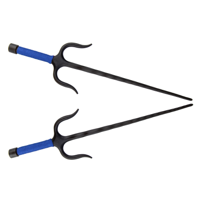 Sai of Fire Iron with blue rope handles (Pair)