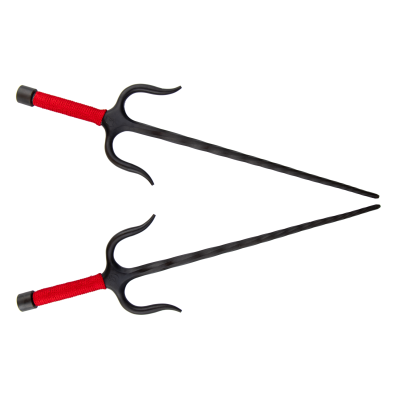 Sai of Fire Iron with red rope handles (Pair)