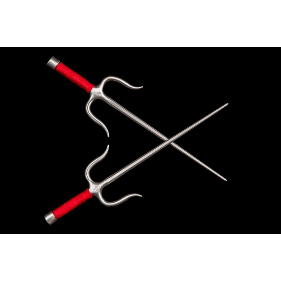 Shimbukan Sai S.Steel octagonal with red rope handles (pair) Shimbukan Sai S.Steel octagonal with red rope handles (pair)
